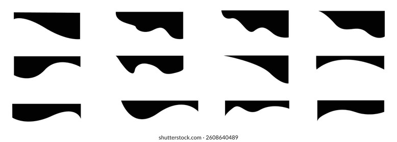 Dividers Shapes for Website Pictogram Set. Curve Lines, Drops Set of abstract design separator header and border for website and app. Different borders for website, banner, app, poster,  background . 