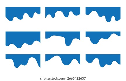 Dividers Shapes for Website Pictogram Set. Curve Lines, Drop abstract design separator header and border for website and app. Different borders for website, banner, app, poster, background in eps 10.