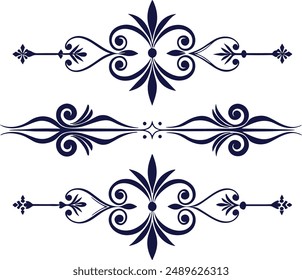 Dividers thin line elements set. Border underline for text page, book, invitation, wedding card, certificate, menu