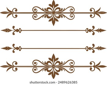 Dividers thin line elements set. Border underline for text page, book, invitation, wedding card, certificate, menu
