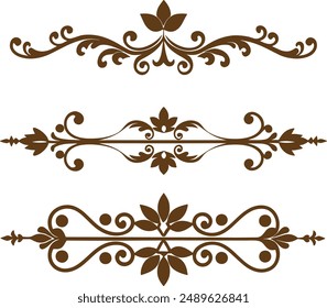 Dividers thin line elements set. Border underline for text page, book, invitation, wedding card, certificate, menu