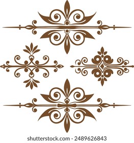 Dividers thin line elements set. Border underline for text page, book, invitation, wedding card, certificate, menu