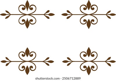 Dividers thin line elements set. Border underline for text page, book, invitation, wedding card, certificate, menu