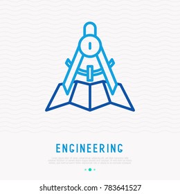 Dividers thin line icon. Modern vector illustration of engineering equipment.