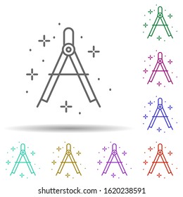 Dividers, tool in multi color style icon. Simple thin line, outline vector of geography icons for ui and ux, website or mobile application