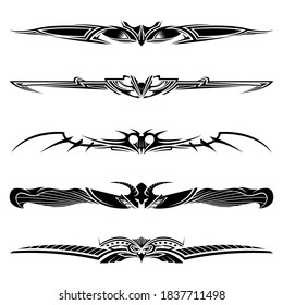 Dividers tribal tattoo design elements, ornaments, vector illustration