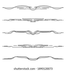Dividers tribal tattoo design elements, ornaments, vector illustration