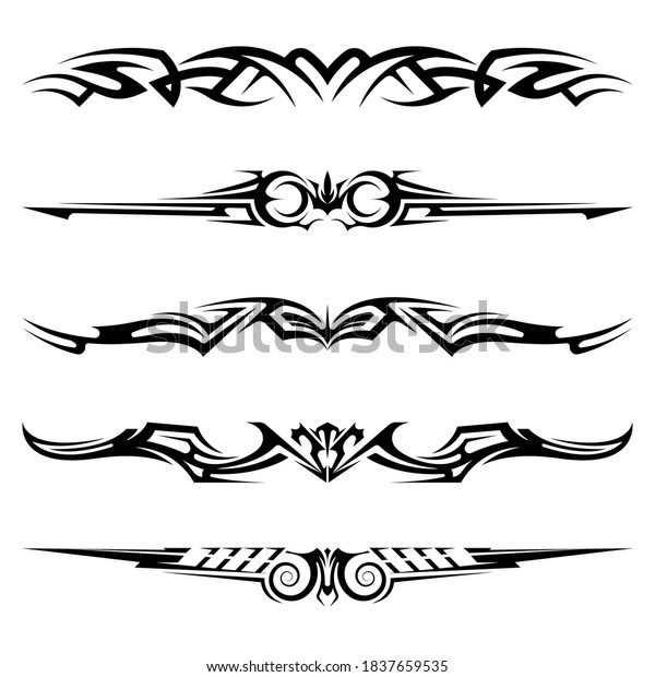 Dividers tribal tattoo design elements,\
ornaments, vector\
illustration