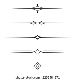 Dividers vector set isolated. Geometric horizontal vintage line border and text design element. Collection of decorative page rules. Separation select text.