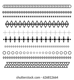 Dividers vector set isolated. Geometric horizontal vintage line border and text design element. Collection of decorative page rules. Separation select text. Minimalism