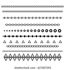 Dividers vector set isolated. Geometric horizontal vintage line border and text design element. Collection of decorative page rules. Separation select text. Minimalism