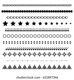 Dividers vector set isolated. Geometric horizontal vintage line border and text design element. Collection of decorative page rules. Separation select text. Minimalism
