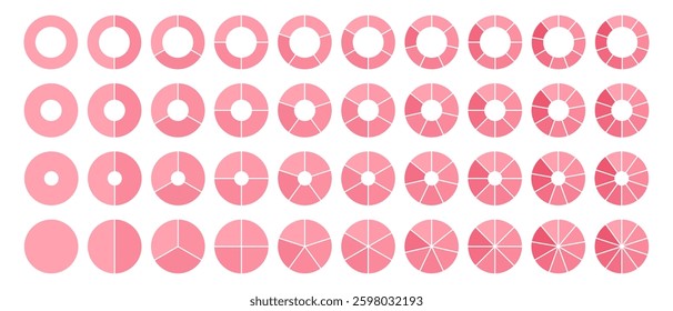 Dividing diagram equal parts from 1 to 10 blue, Cyclical pie chart wheel infographic, Vector illustration.