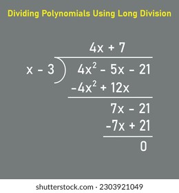 Dividing polynomial expressions in mathematics. Long division of polynomials. Math resources for teachers. Division, quotient, dividend and remainder.