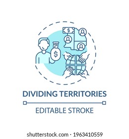 Dividing Territories Concept Icon. Anti-competitive Practices Idea Thin Line Illustration. Customer Allocation. Contractual Agreements. Vector Isolated Outline RGB Color Drawing. Editable Stroke