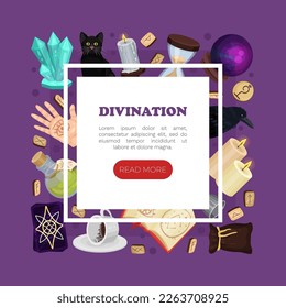 Diseño de pancartas de divinidad y de Fortune Telling con plantilla vectorial de símbolos mágicos