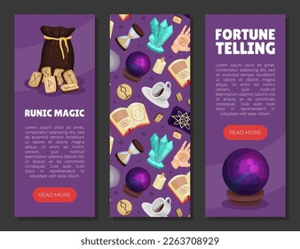 Diseño de pancartas de divinidad y de Fortune Telling con plantilla vectorial de símbolos mágicos