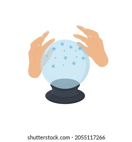 Divination on a magic ball. Crystal ball, vector illustration