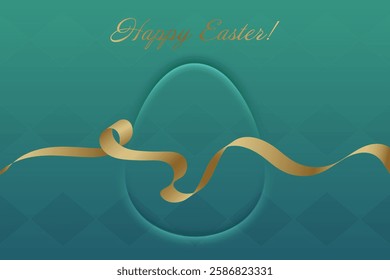 Divine Celebration. A delicate golden ribbon shines against the green Easter backdrop, symbolizing the blessings and renewal of the season.