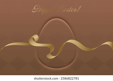 Divine Celebration. Easter design, golden ribbon, brown background, holy celebration, resurrection, family gathering, spiritual joy, blessing.