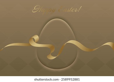 Divine Celebration. A luminous golden ribbon sways across a refined beige Easter card, highlighting faith and tradition. A stylish holiday greeting, representing rebirth, peace