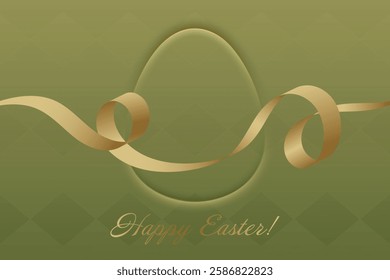 Divine Celebration. A stylish Easter card with a golden ribbon and delicate egg shape, embodying the spirit of hope, faith, and renewal.