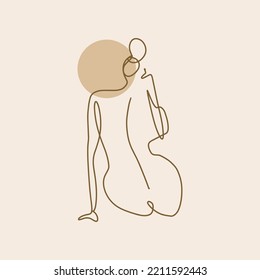 Divine celestial goddess vector clipart illustration, boho sacred magic woman, freedom mystical symbol. Flat holistic healing meditation Reiki New Age concept. Modern abstract silhouette. Hippie