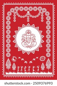 Divine Dance: A Captivating Warli Depiction of Ganpati Festival. Warli Ganpati festival, Warli Krishna painting, Indian folk art Ganpati, Religious art, Festival painting