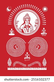 Divine Dance: A Captivating Warli Depiction of Durga Devi Puja. Warli Durga Puja art, Warli goddess painting, Indian folk art Durga, Warli religious art, Festival painting.