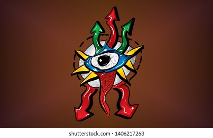 the divine eye with the tongue among the arrows
