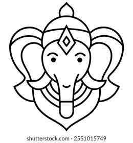 Divine Ganesh Icon Simple and Stylish Line Art.