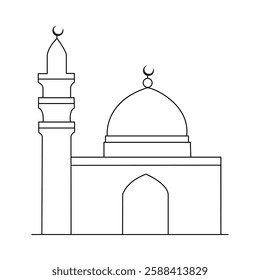 Divine Geometry in Islam Minimalist Mosque Line Art.