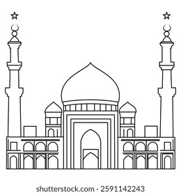 Divine Geometry Islamic Mosque Line Art Design.