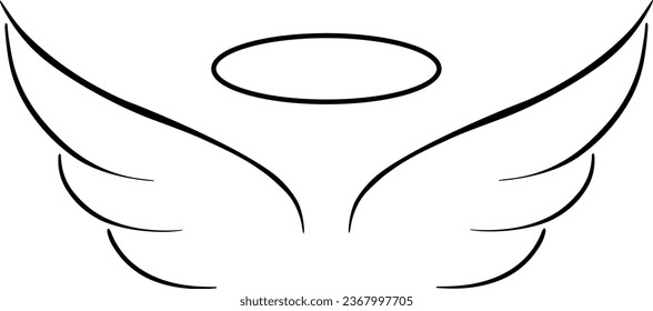 
Divine halo with angel wings. Power of Divine Love. Minimalistic Vector Illustration on a transparent background.