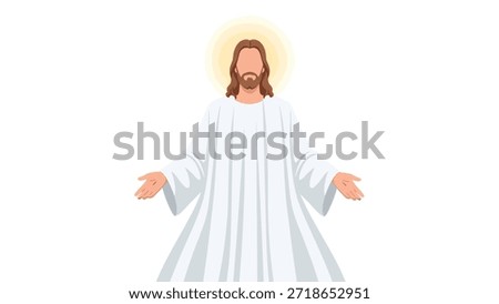 Divine Jesus Figure in White Robe with Open Arms