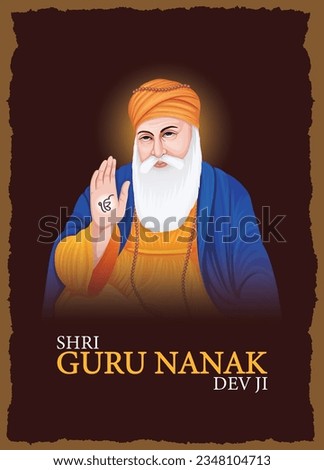 "Divine Journey: Vector Portrait of Shri Guru Nanak Dev Ji, the Enlightened Founder of Sikhism."