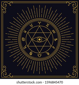 Divine magic occult symbolism occultism vector illustration