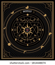 Divine magic occult vintage label retro vector illustration