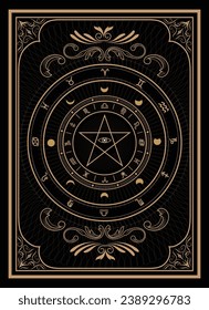 Divine magic occult vintage label symbolism vector