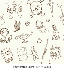 Divine magic and occultism isolated hand drawn doodles Vector set