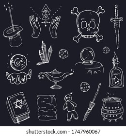 Magia divina y ocultismo doodles aislados a mano Patrón vector
