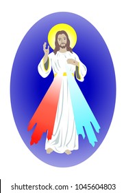 Divine Mercy of Jesus Christ vector catholic Illustration religion