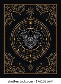 Divine occult occultism vintage label vector