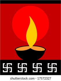 divine pot lamp in red background	