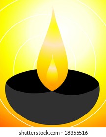 divine pot lamp in yellow background	