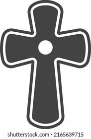 Divine power symbol. Christian cross black icon