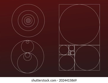 Divine Proportions, Golden Ratio Template, Golden Spiral, Fibonacci Numbers, Philosophical Mathematical Logo, Fibonacci Array, Geometric Sign Of Fibonacci Section.