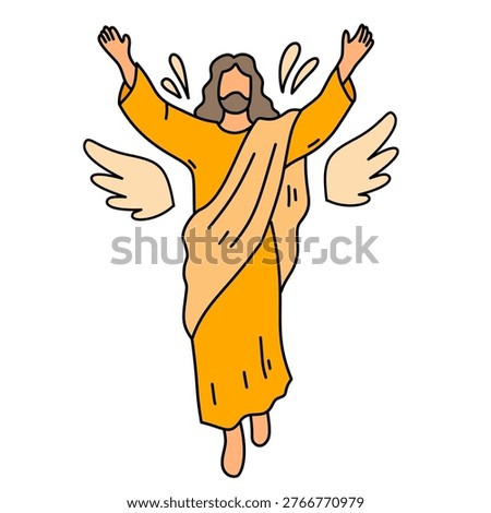 The divine savior appearing as a celestial being with large white wings