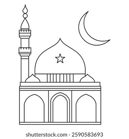 Divine Strokes A Mosque in Elegant Line Art.