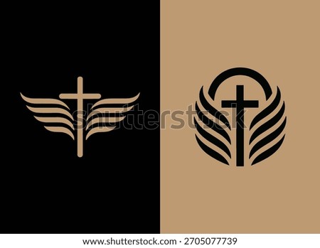 Divine Wings Cross Logo Template - Spiritual Emblem for Church, Ministry, or Faith Brand